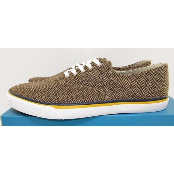 Men Sperry Top-Sider Cloud CVO Rowing Blazer Brown Herringbone Tweed Sneaker NWT - Picture 4 of 6